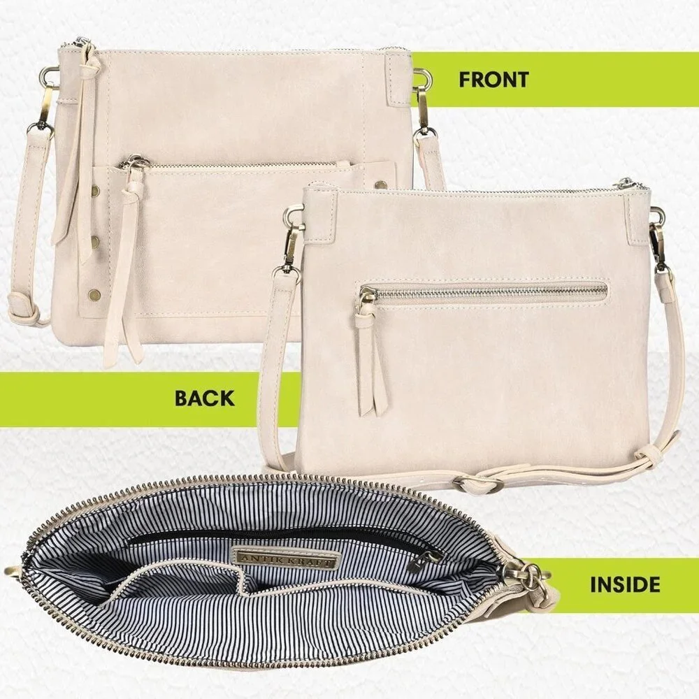 Crossbody Shoulder Bag Vegan Leather Compact 11x1.5x8.5 Casual Everyday